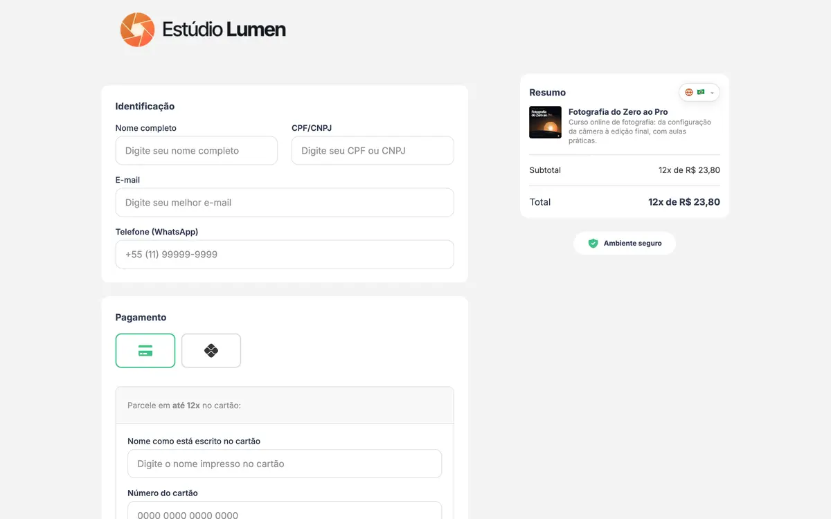 Animação alternando o checkout entre tema claro e escuro