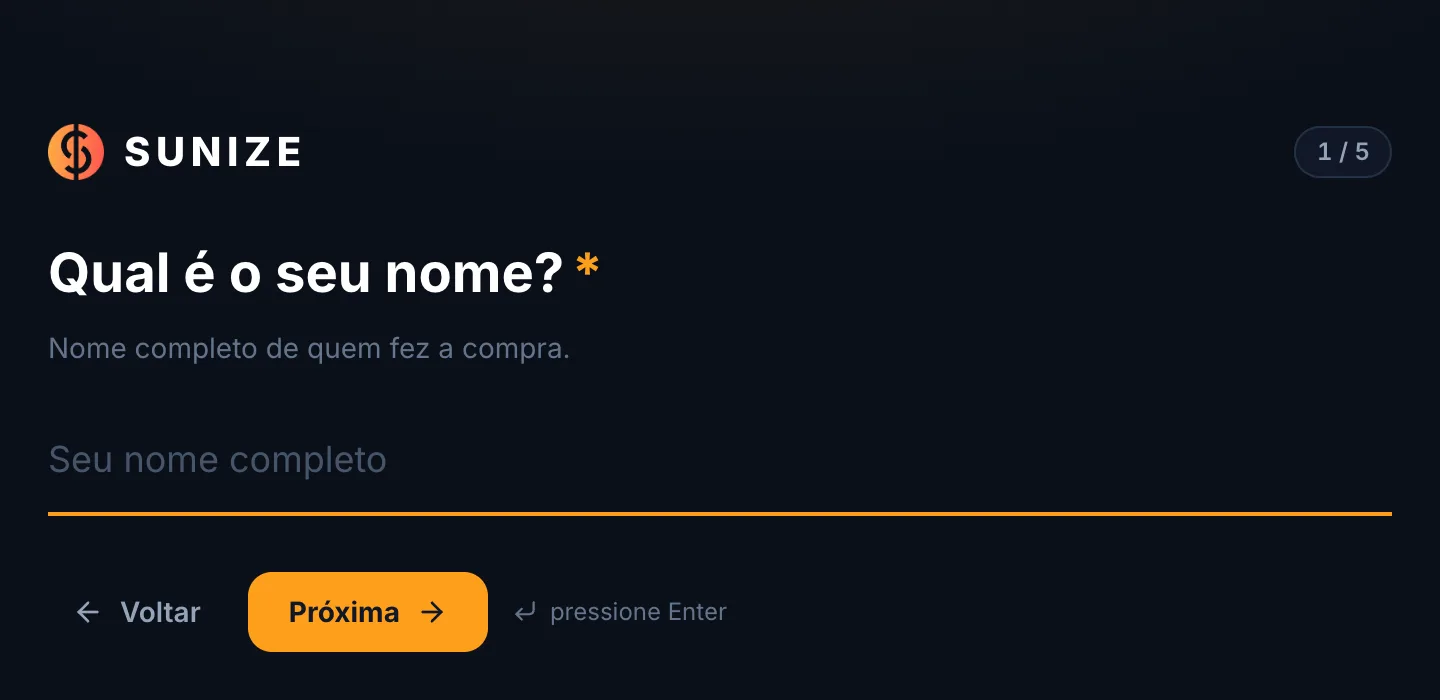 Pergunta Qual é o seu nome no formulário